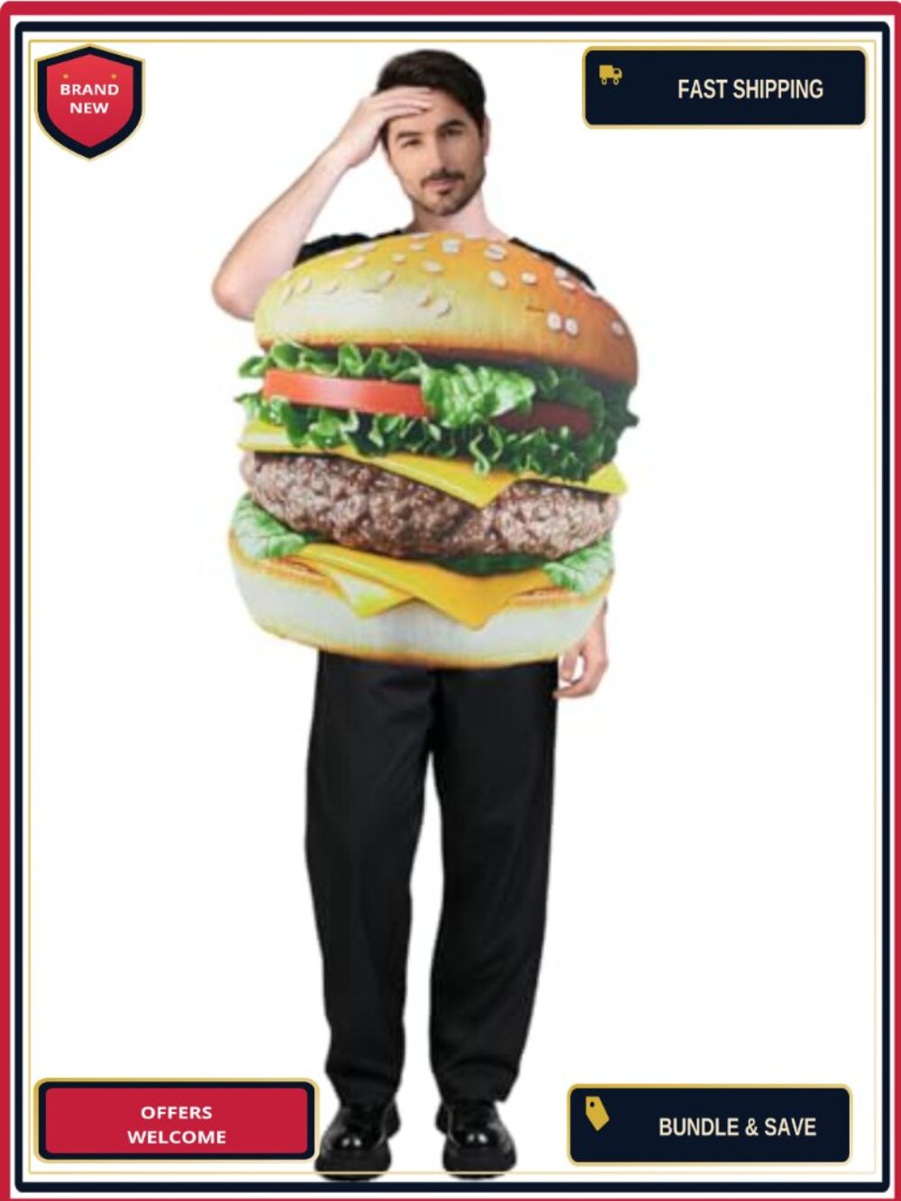Adult Hamburger Costume Cosplay Funny Halloween Party Dress Up